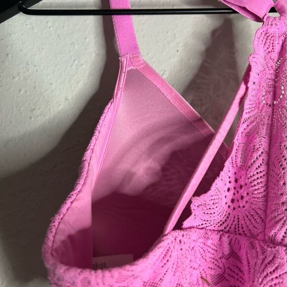 Aerie Real Sunnie Wireless Racerback Bra in Pink Lace Size 34C - Picture 7 of 11